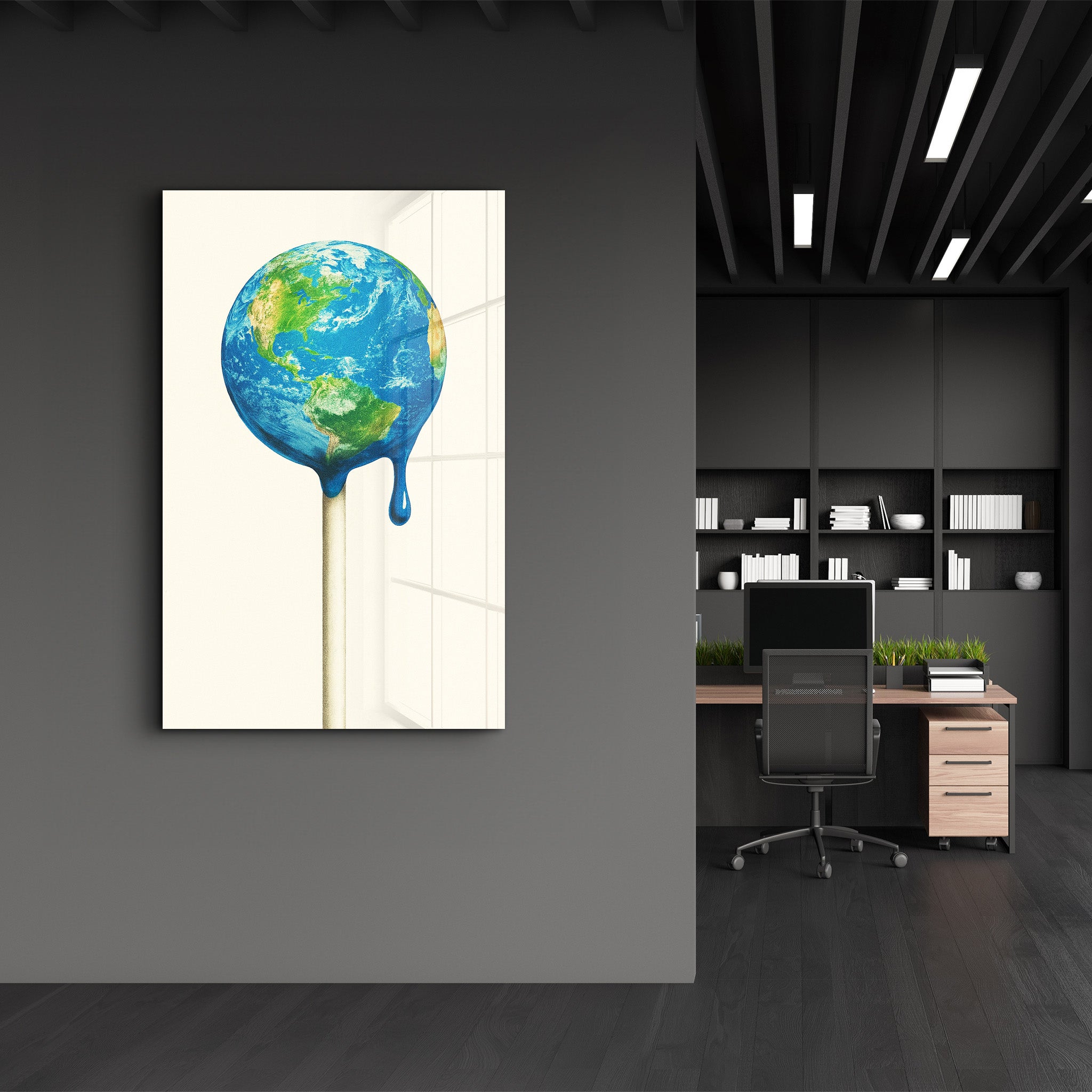 Melting Earth - Surreal Pop Glass Wall Art