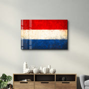 Netherlands Flag Splash - Glass Wall Art