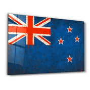 New Zealand Flag Splash - Glass Wall Art