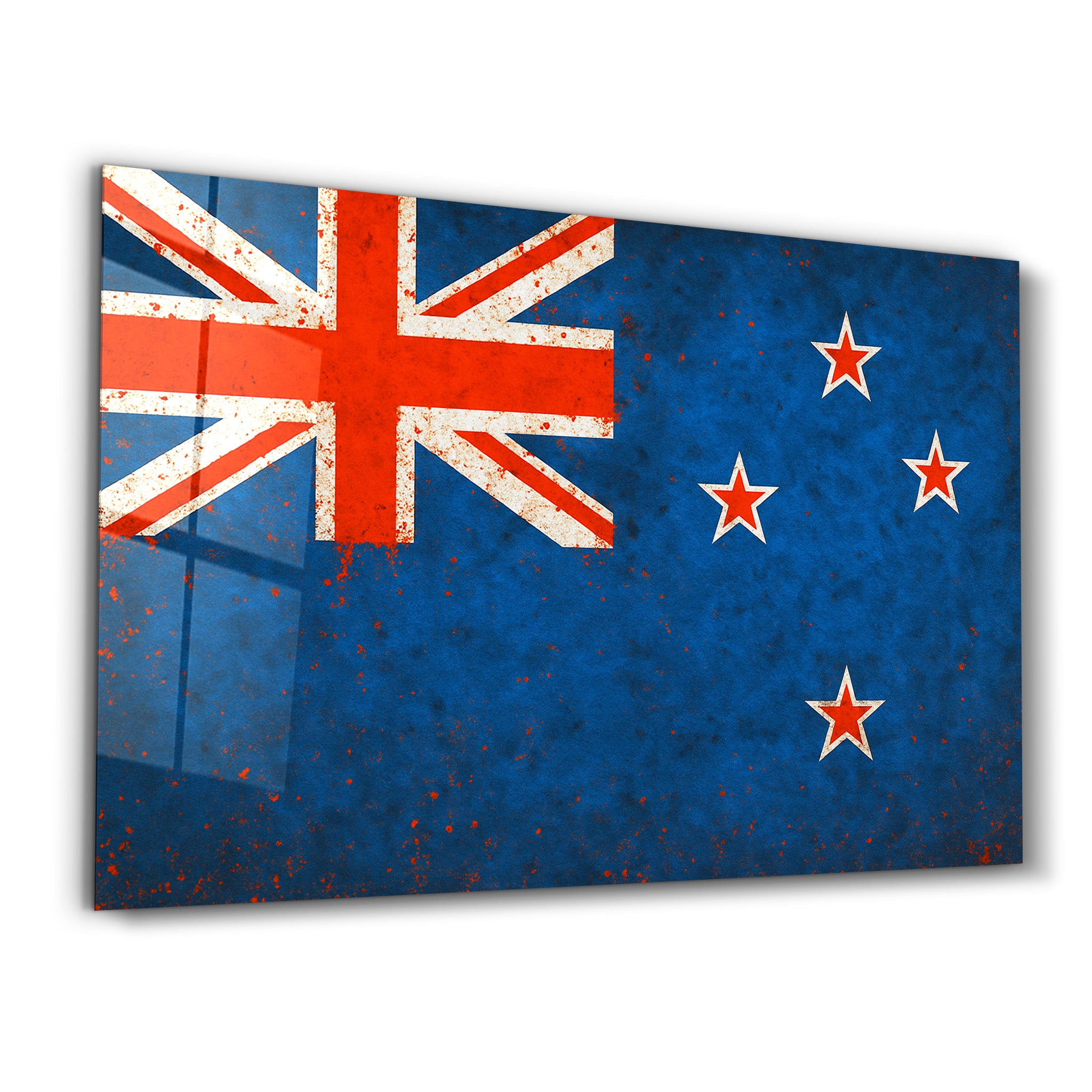 New Zealand Flag Splash - Glass Wall Art