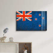 New Zealand Flag Splash - Glass Wall Art