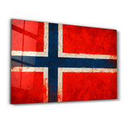 Norway Flag Splash - Glass Wall Art