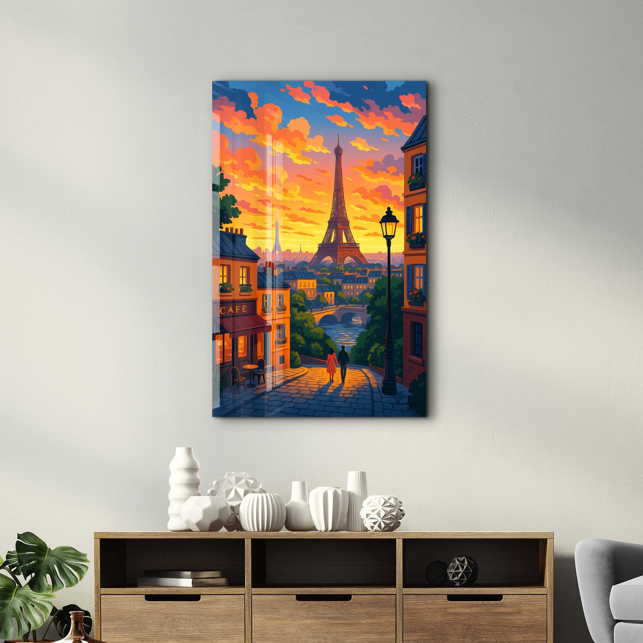 Paris Sunset – Glass Wall Art by HMZ