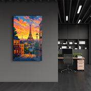 Paris Sunset – Glass Wall Art by HMZ