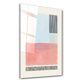 Pastel Layered Blocks with Linear Accents | Glass Wall Art