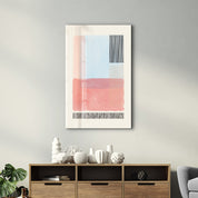 Pastel Layered Blocks with Linear Accents - Glass Wall Art