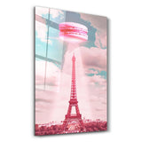 Pink Macarons and Eiffel Tower | Glass Wall Art