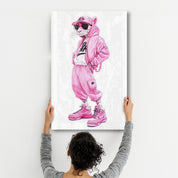 Pink Power Panther - Glass Wall Art