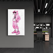 Pink Power Panther - Glass Wall Art