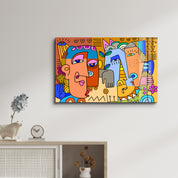 Playful Portraits in Urban Pop Style - Glass Wall Art