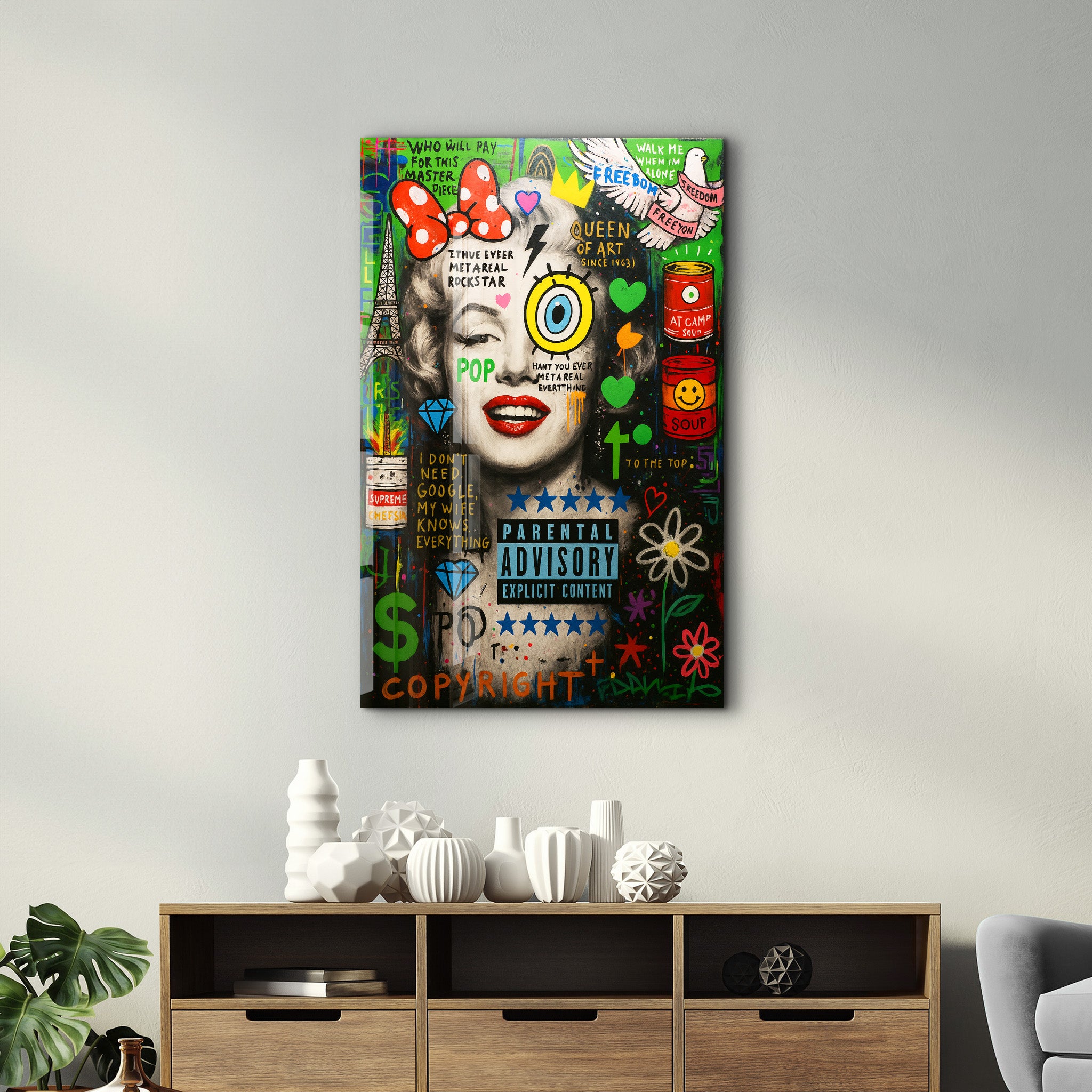 Queen of Pop - Iconic Graffiti Glass Wall Art
