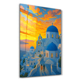 Santorini Sunset – Glass Wall Art by HMZ