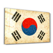 South Korea Flag Splash - Glass Wall Art