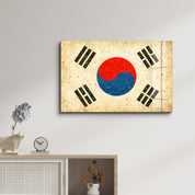 South Korea Flag Splash - Glass Wall Art