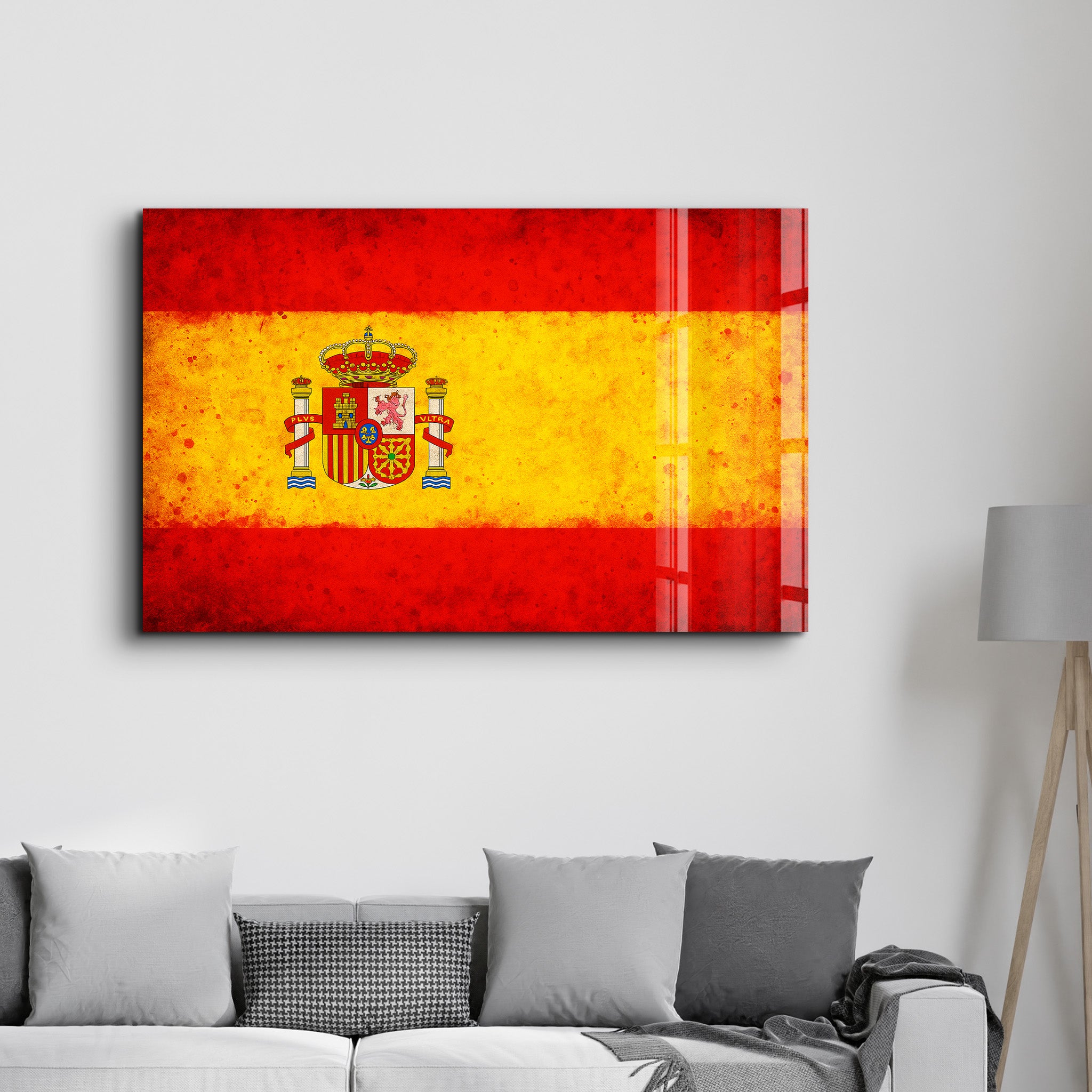 Spain Flag Splash - Glass Wall Art