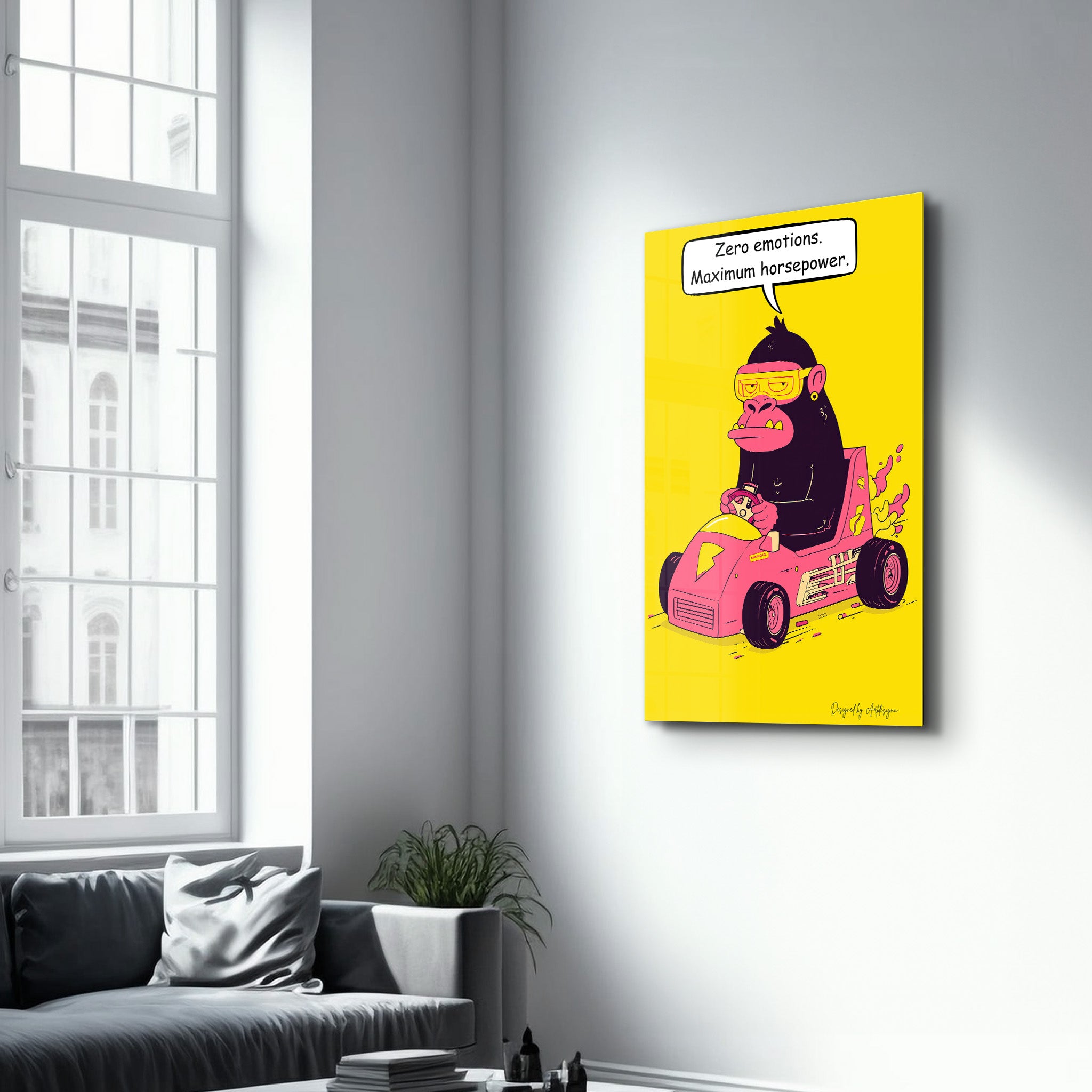 Speedy Gorilla - Glass Wall Art
