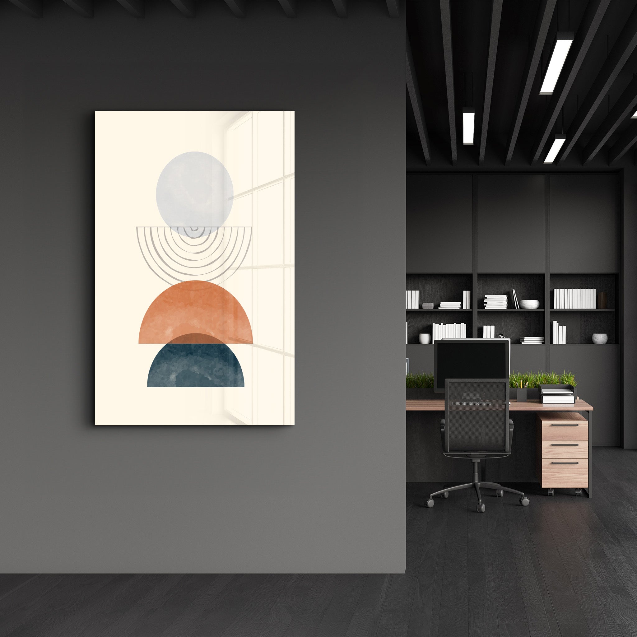 Stacked Harmony in Soft Neutrals - Glass Wall Art