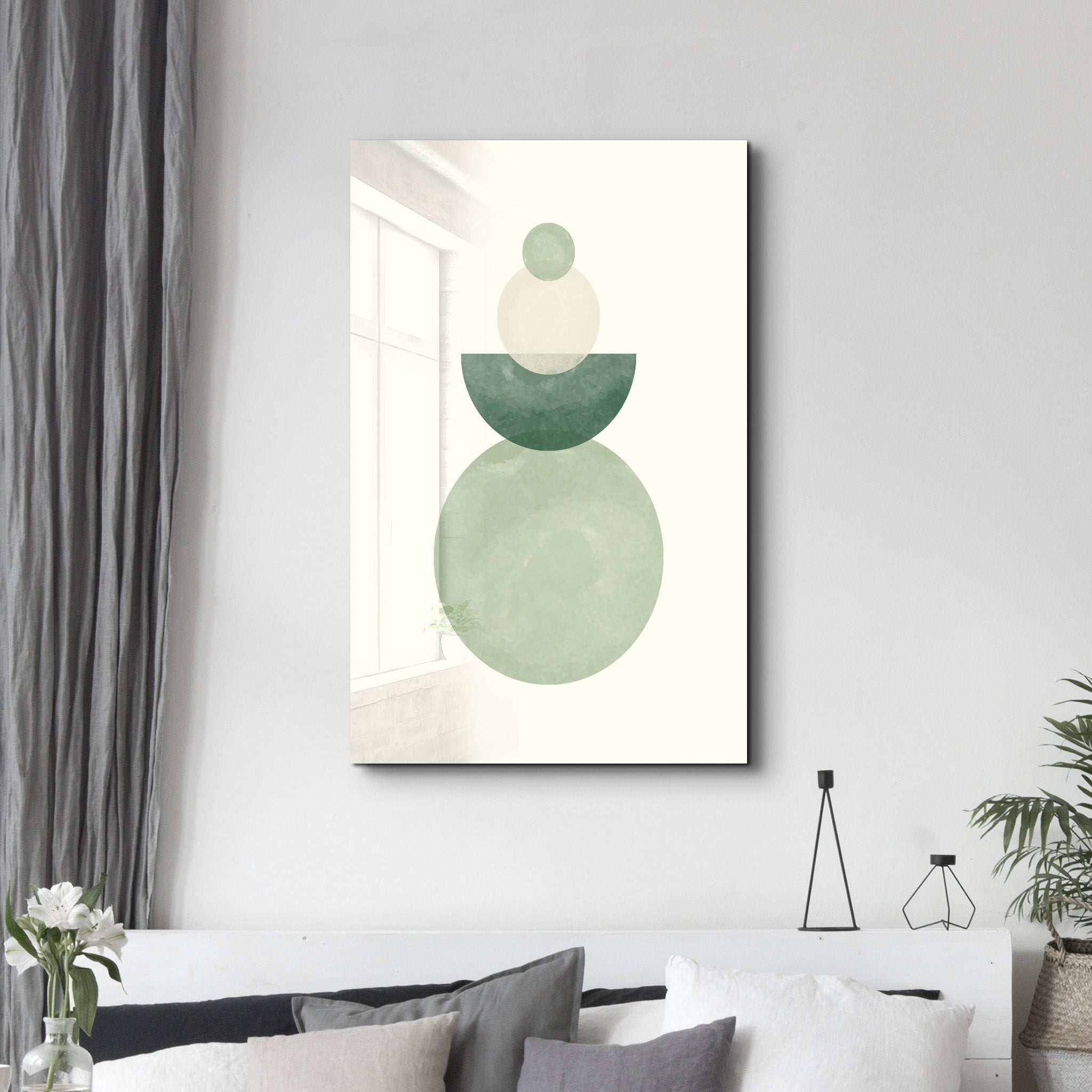 Stacked Simplicity with Circles - Glass Wall Art