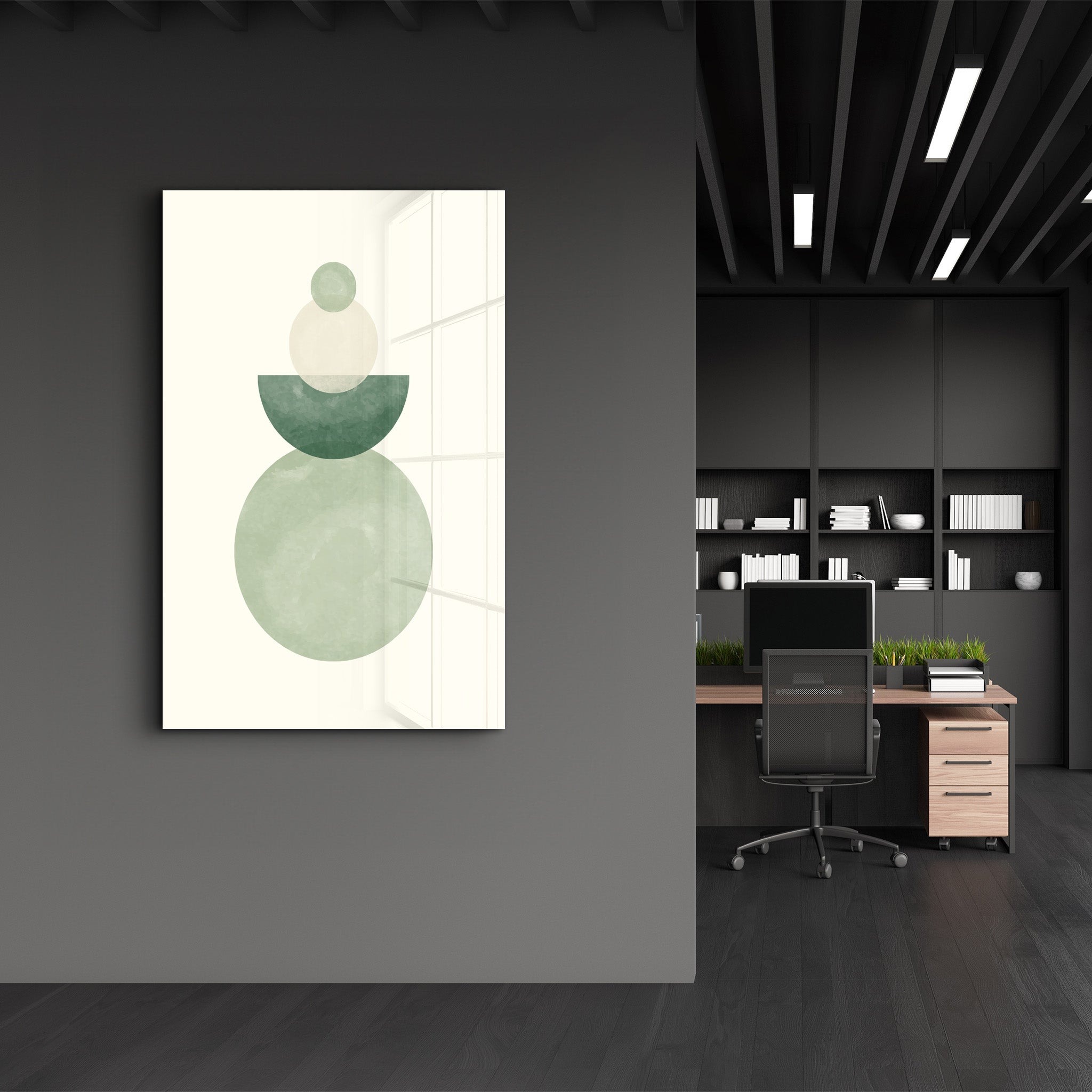 Stacked Simplicity with Circles - Glass Wall Art