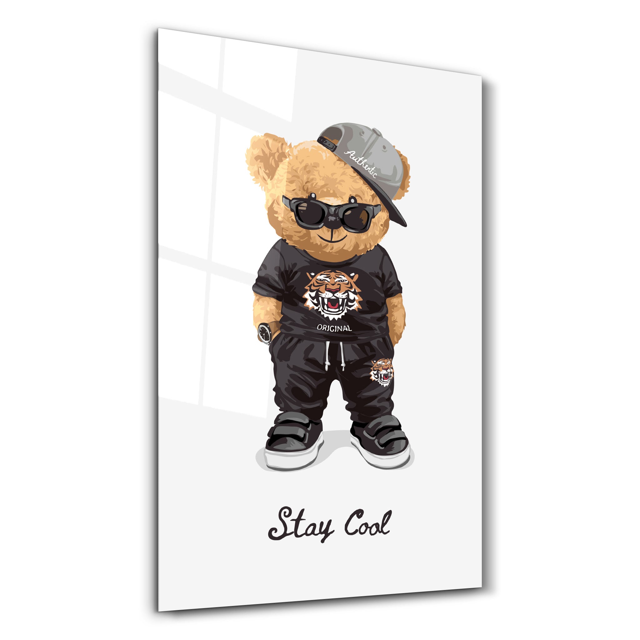 Stay Cool Teddy Bear - Glass Wall Art