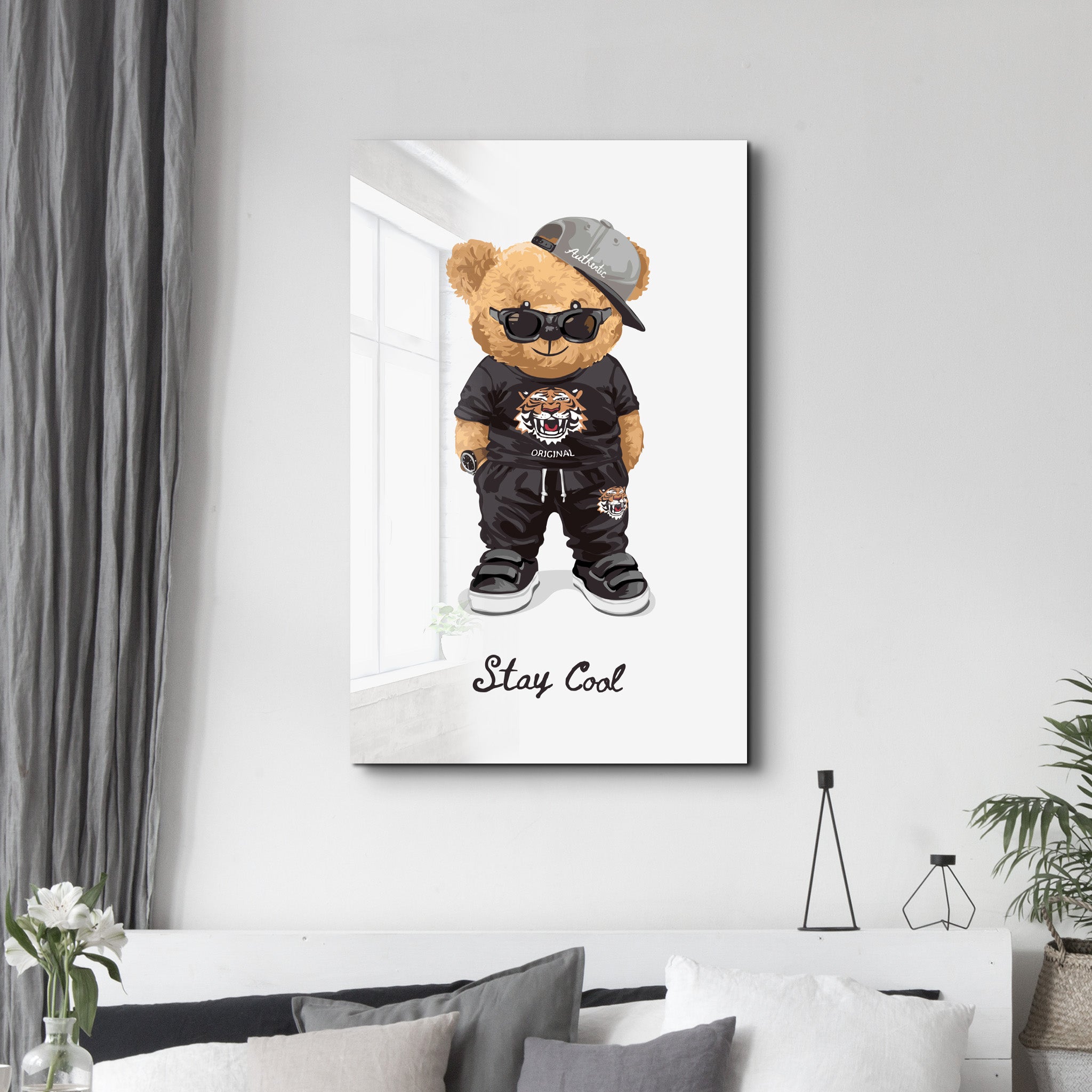 Stay Cool Teddy Bear - Glass Wall Art