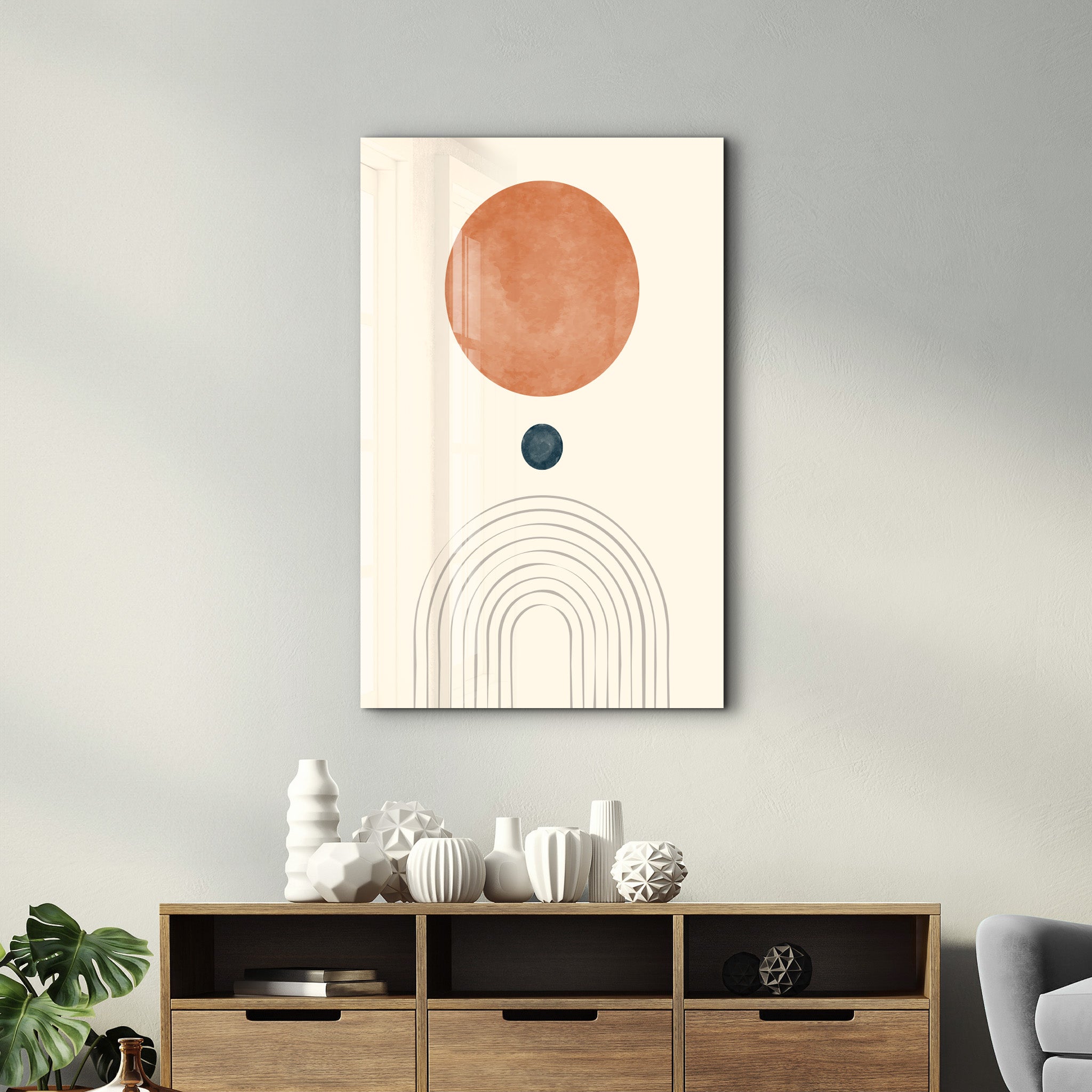 Sun & Arches Abstract Form - Glass Wall Art