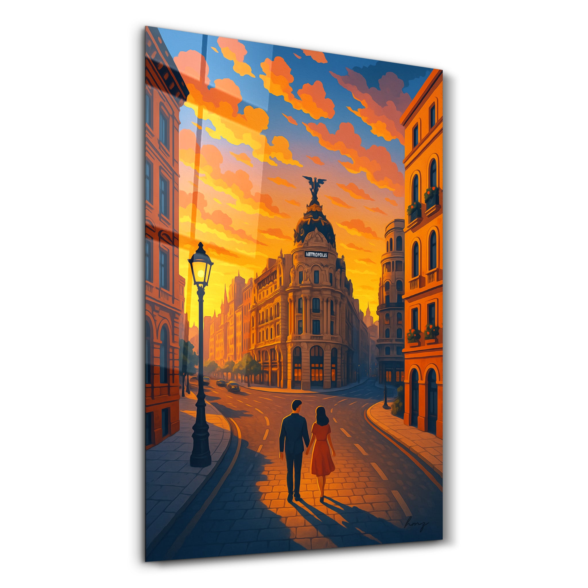 Sunset in Madrid – Glass Wall Art by HMZ