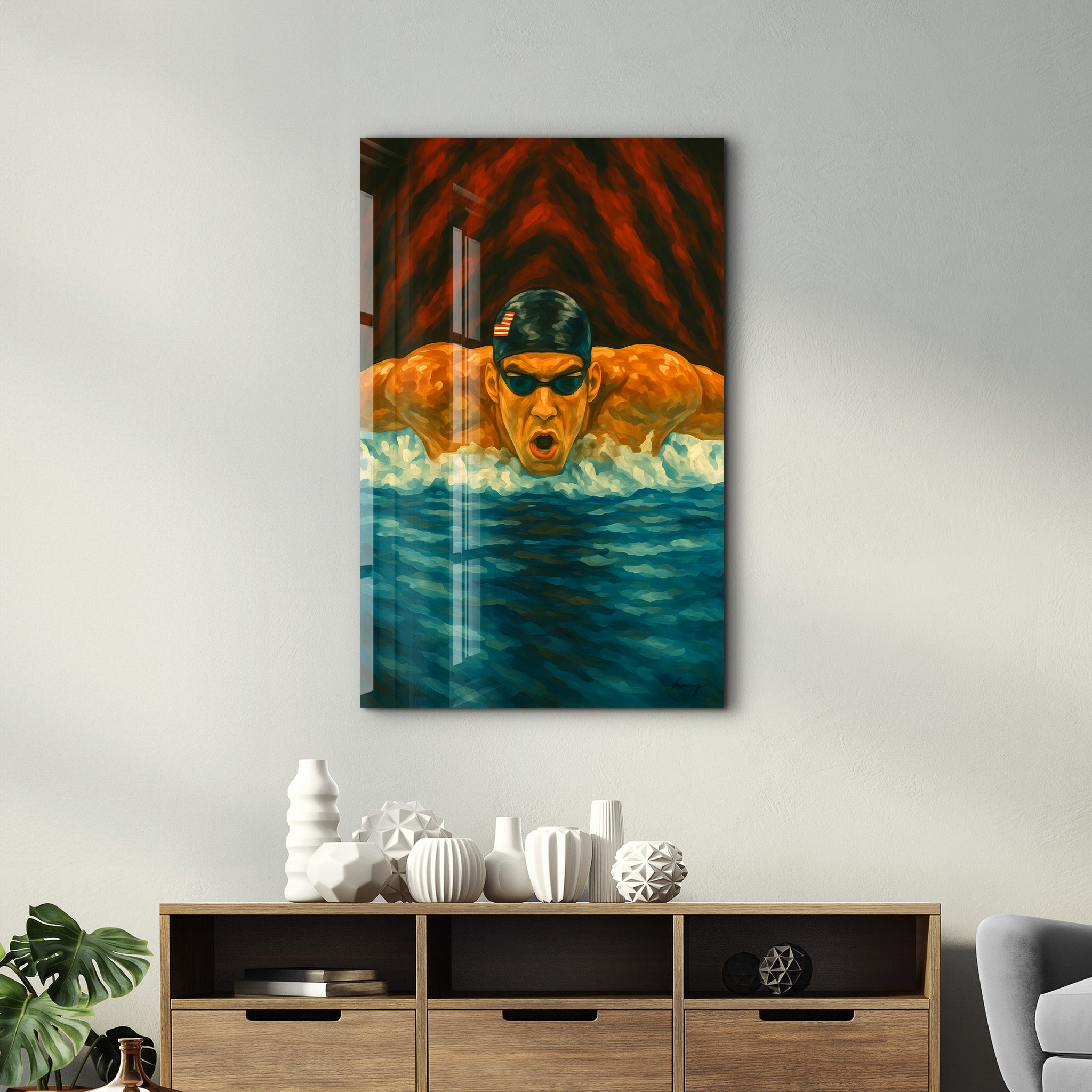 The Record Breaker – Glass Wall Art by HMZ