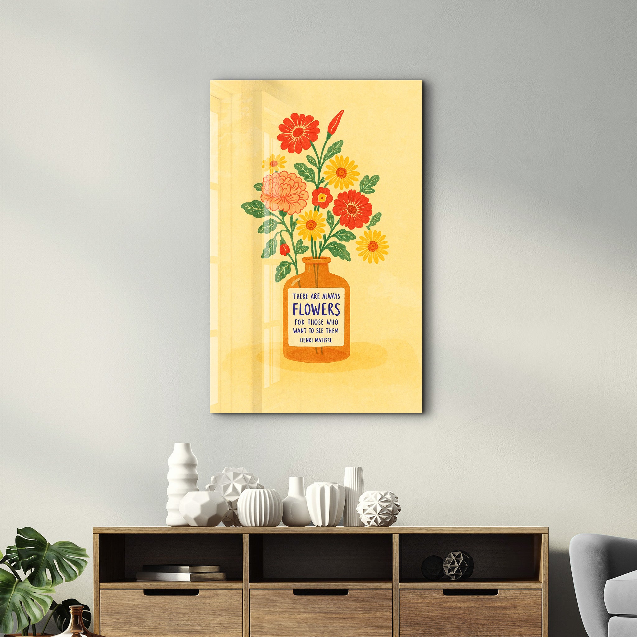 There Are Always Flowers - Matisse Quote Glass Wall Art