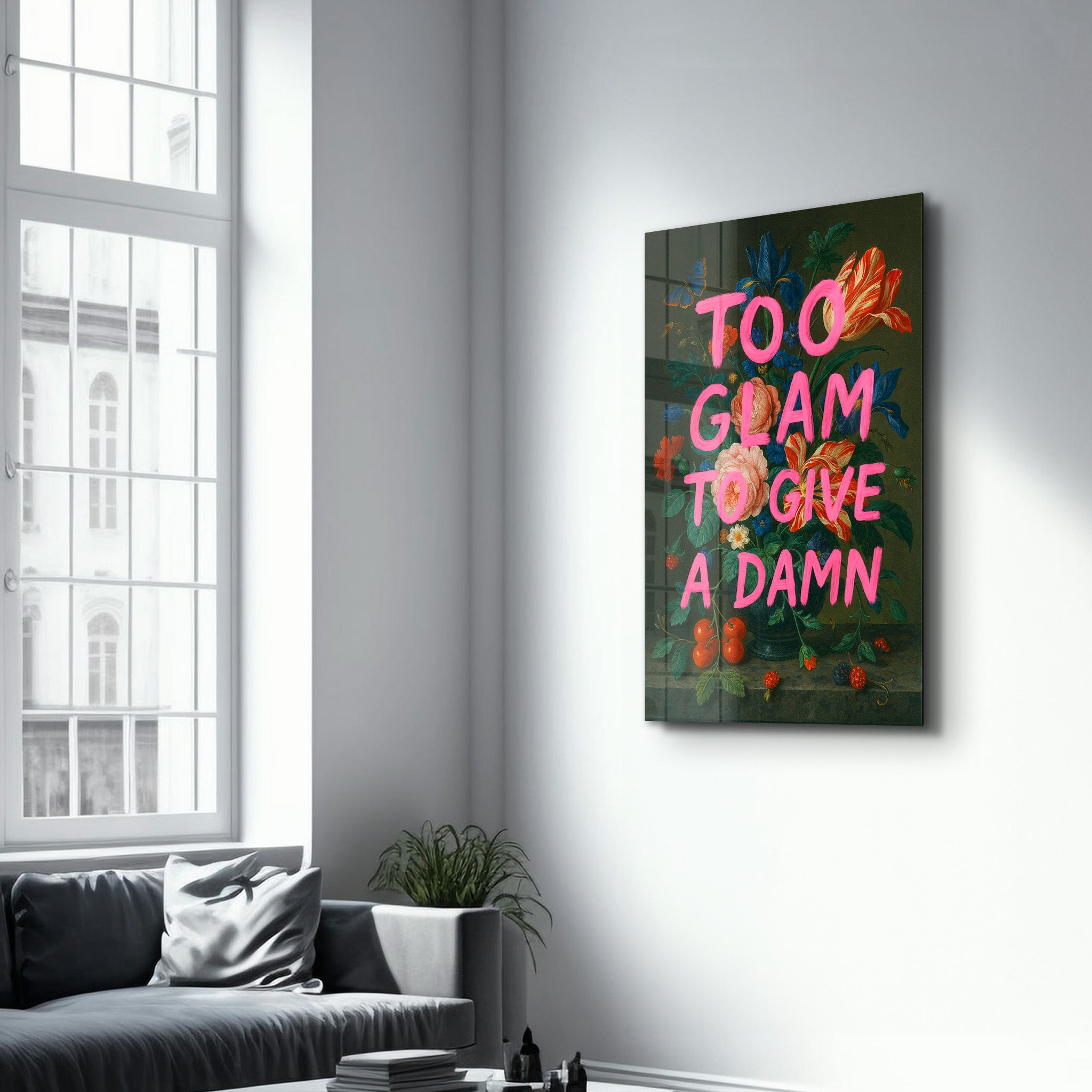 Too Glam to Give a D*mn - Luxe Attitude Glass Wall Art