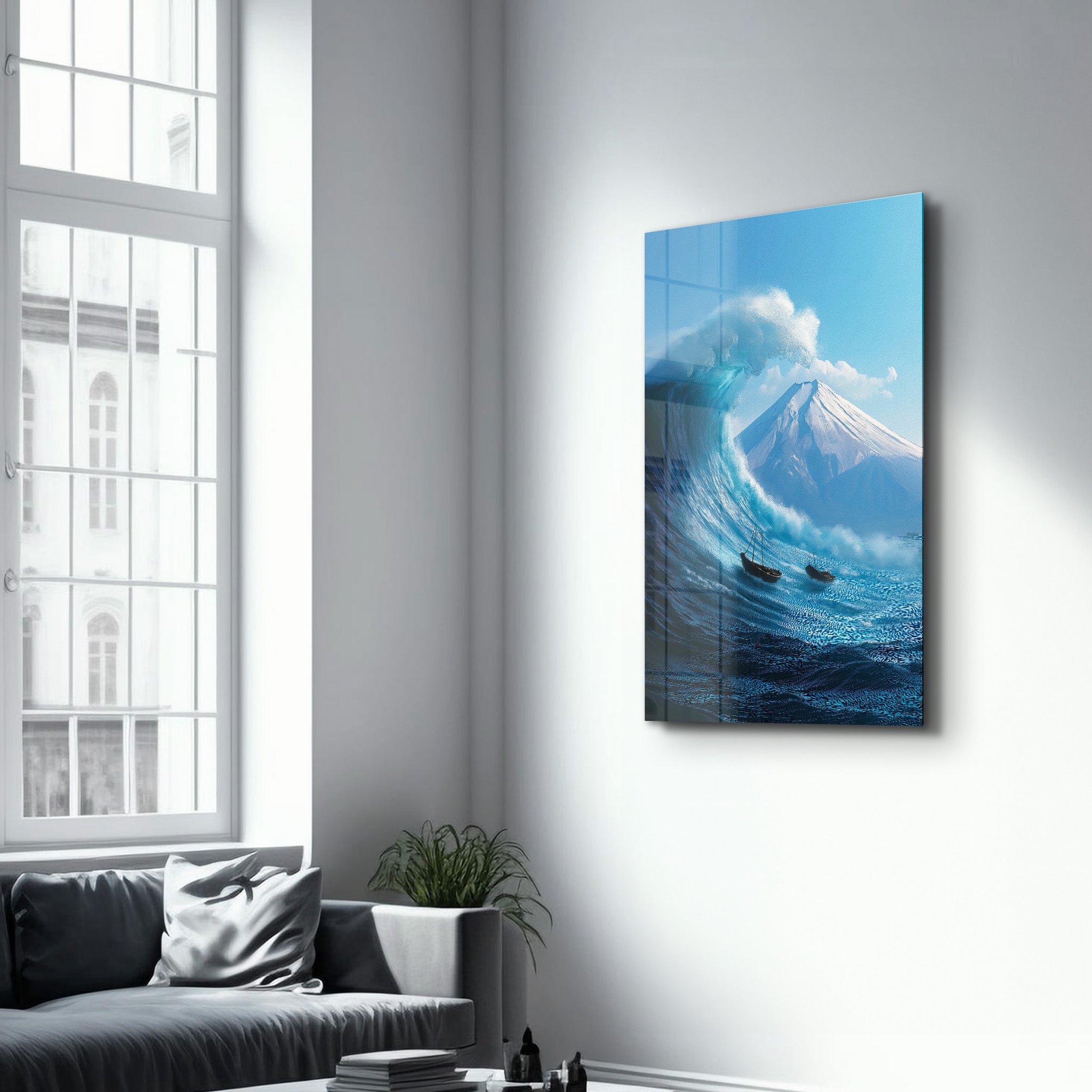 Tsunami & Fuji – Glass Wall Art