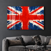UK Flag Splash - Glass Wall Art