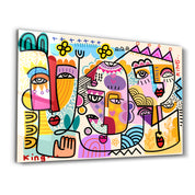 Vibrant Faces in Pop Abstract - Glass Wall Art