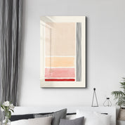 Warm Gradient Blocks with Lines - Glass Wall Art