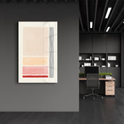 Warm Gradient Blocks with Lines - Glass Wall Art