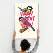 Wow, Great Tits! - Cheeky Bird Glass Wall Art