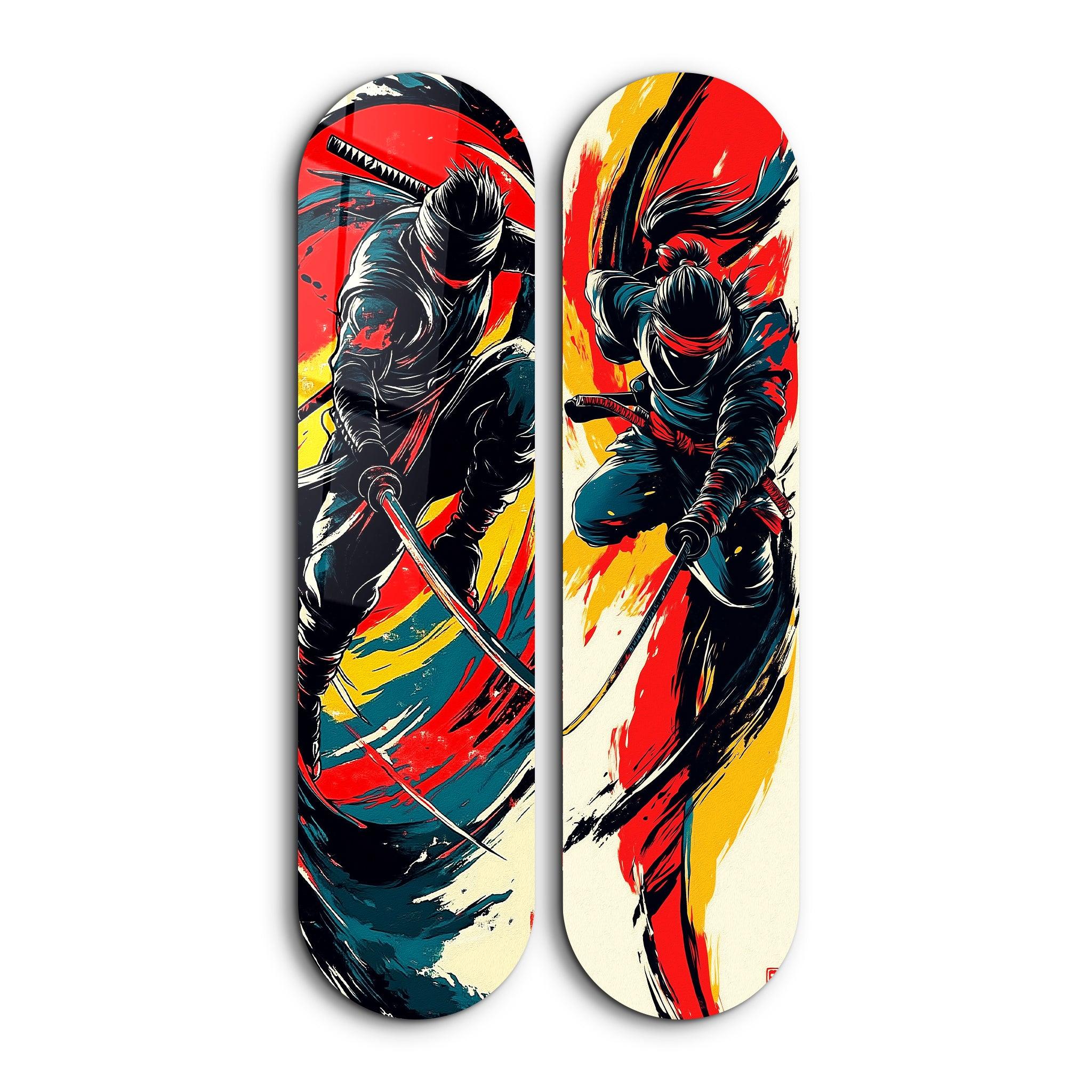 artdesigna-glass-wall-art-skateboard-32-x8-x-2-pcs-ninja-showdown-skateboard-glass-wall-art-64029330440573.jpg