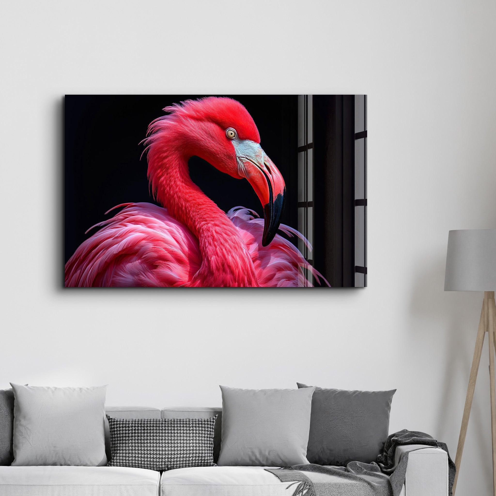 Flamingo’s Pink Symphony | Glass Wall Art - Artdesigna