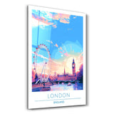 London England 3-Travel Posters | Glass Wall Art