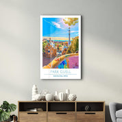 Park Guell-Barcelona Spain-Travel Posters | Glass Wall Art - Artdesigna