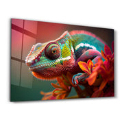 Vibrant Chameleon | Glass Wall Art - Artdesigna