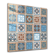 Blue-Light Brown Italian Ceramic Tiles Collection | Glass Wall Art - Artdesigna