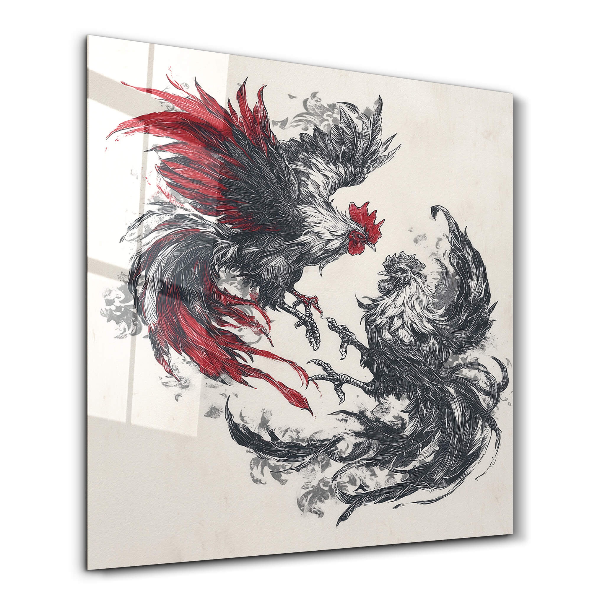 Cockfight | Glass Wall Art