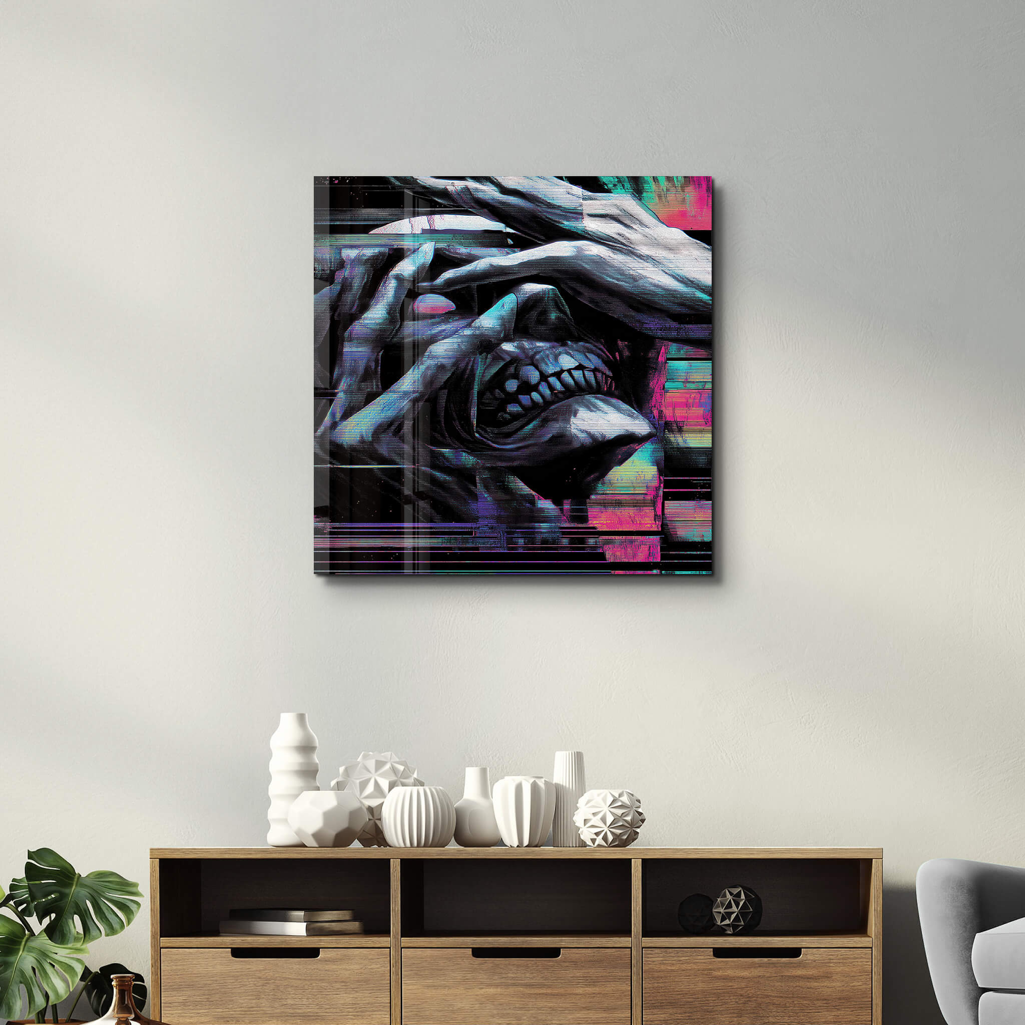 Glitch the Grave | Glass Wall Art
