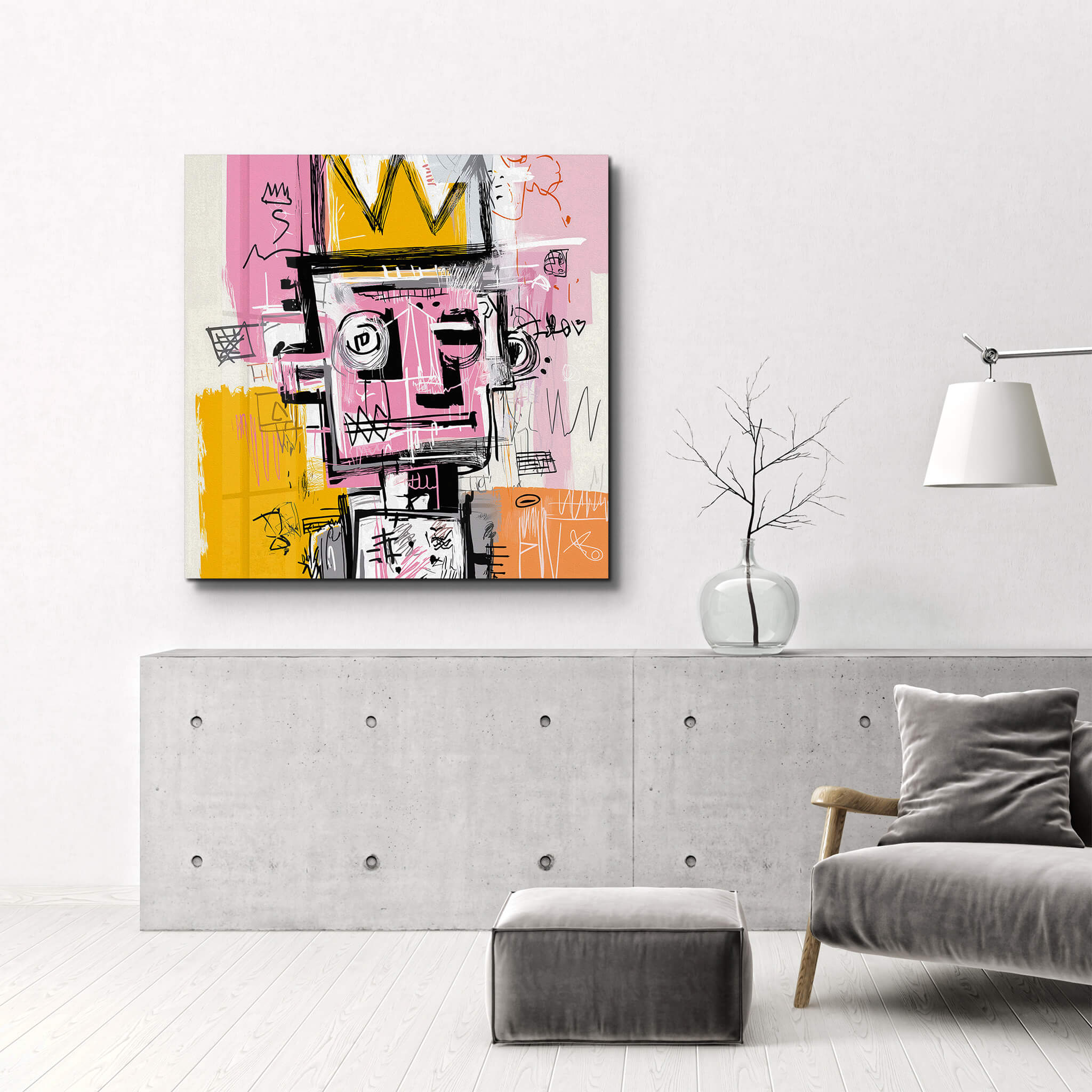 King of Scribbles | Glass Wall Art