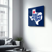 Lone Star Attitude Texas glass wall art by Artdesigna featuring a bold design with a lone star and Texas motif.