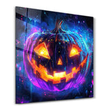 Neon Pumpkin | Halloween Glass Wall Art