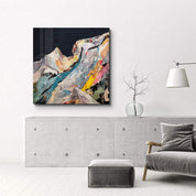 Artdesigna Tectonic Memory glass wall art featuring abstract, textured design in a compact 16x16 inch square display.