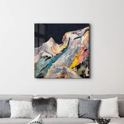 Artdesigna Tectonic Memory glass wall art featuring abstract, textured design in a 16x16-inch square.