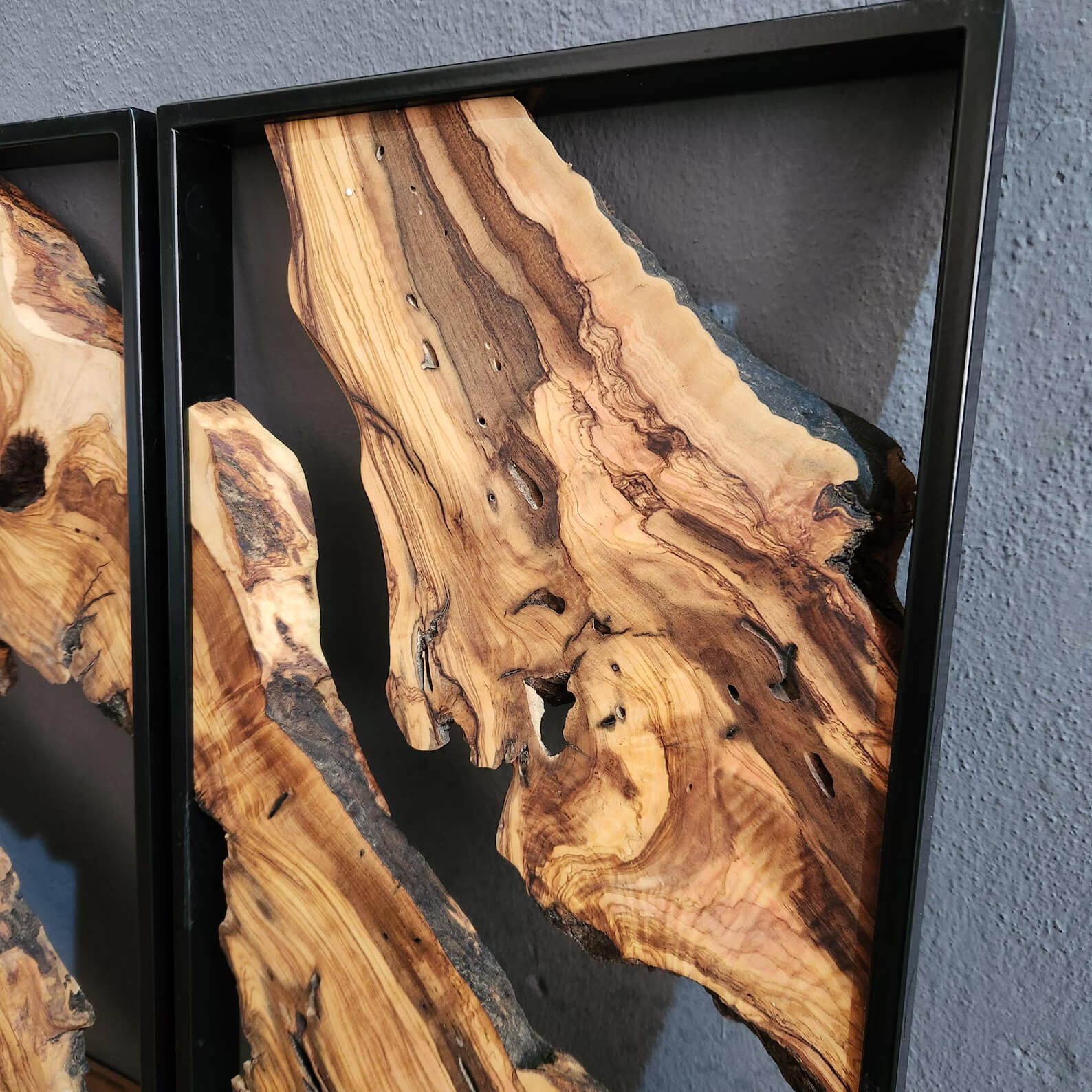 Olive Wood & Metal Wall Art - Handmade Wooden Wall Sculptures